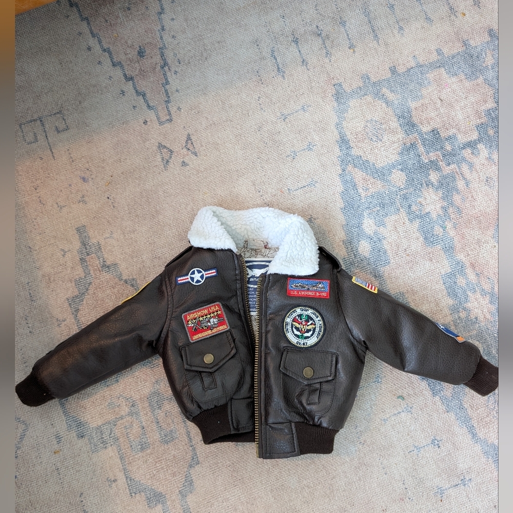 18 Months Leather Brown Aviator Boys Jacket - Halloween